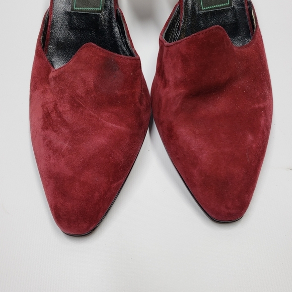 Vintage Vittorio Ricci Suede Closed Toe Pumps Size 5.5 Red Wine Colour - Picture 3 of 16